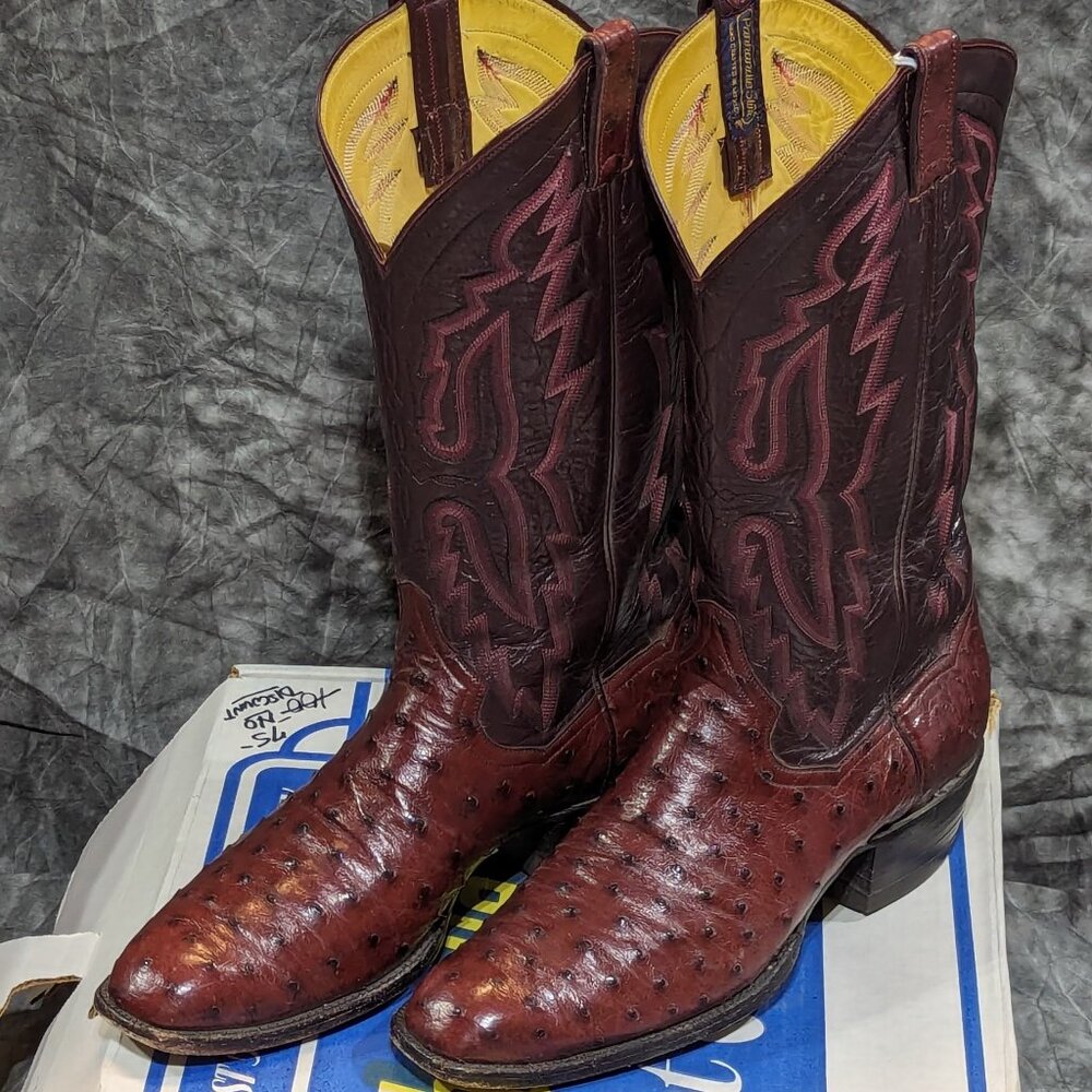 Panhandle Slim "Wine Ostrich" Cowboy Boots